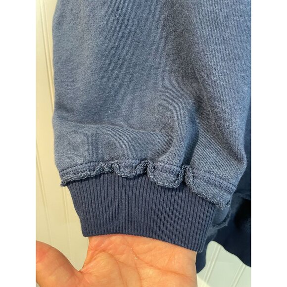 Free People Movement Blue Oversized Distressed Sweatshirt S Cotton/Polyester - Picture 9 of 16